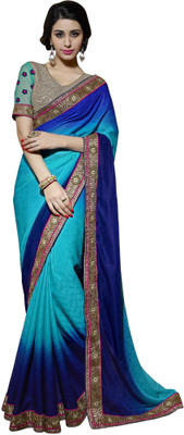 

Aasvaa Embroidered Fashion Viscose Saree(Blue)