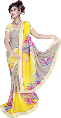 

Khoobee Printed Fashion Georgette Saree(Beige, Yellow)