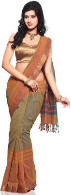 

Devi Handlooms Woven Mangalagiri Handloom Cotton Saree(Orange)
