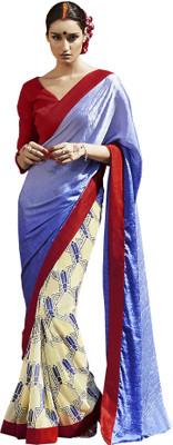 

Khoobee Self Design, Printed Fashion Georgette, Crepe Saree(Beige, Blue, Red)