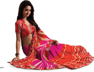 

Ridham Sarees Hand Painted Hand Batik Pure Georgette Saree(Multicolor)