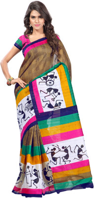 

Sunaina Printed Bhagalpuri Cotton Linen Blend Saree(Multicolor)