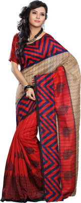 

JTInternational Printed Bhagalpuri Silk Saree(Multicolor)