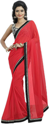 

Indian Wear Online Embroidered Fashion Georgette Saree(Red)