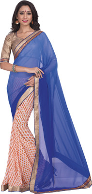 

Brijraj Embellished Fashion Georgette Saree(Blue, White)