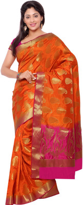 

Varkala Silk Sarees Woven Kanjivaram Saree(Orange)