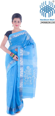 

Tantuja Woven Tangail Cotton Saree(Blue)
