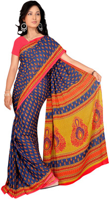 

Vardan Prints Printed Bollywood Georgette Saree(Blue), Blue;yellow