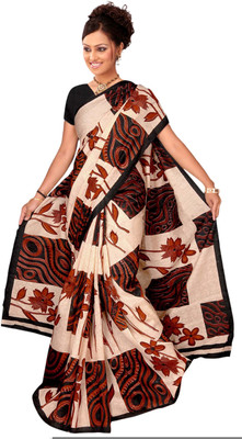 

Khoobee Printed Fashion Polyester, Jacquard Saree(Multicolor), Black;lght cream;multi