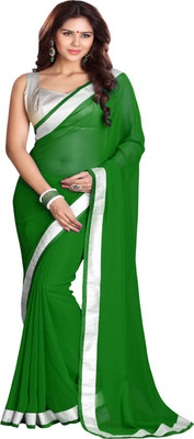 

Sourbh Sarees Plain Fashion Georgette Saree(Green)