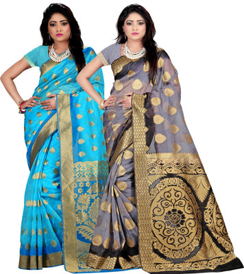 

Weavedeal Embellished Kanjivaram Silk Cotton Blend Saree(Pack of 2, Multicolor)