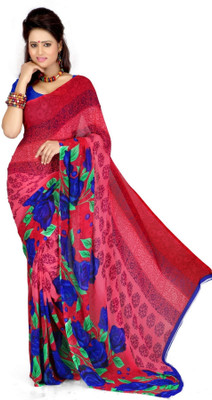 

Cenizas Printed Fashion Chiffon Saree(Multicolor), Red