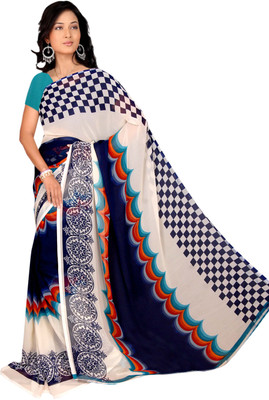 

Vardan Prints Printed Bollywood Georgette Saree(Blue, Beige), Beige;blue