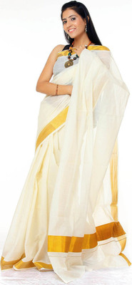 

Fashionkiosks Self Design Balarampuram Handloom Cotton Saree(Multicolor), Cream