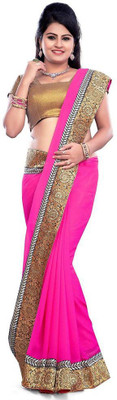 

Sweetlook Embroidered Bollywood Handloom Jacquard Saree(Pink, Gold)