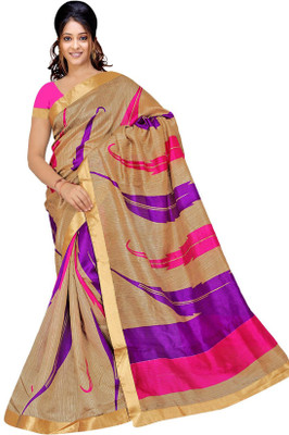 

Mathura Printed Paithani Polycotton Saree(Multicolor), Gold;pink