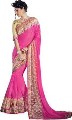 

Brijraj Embellished Fashion Georgette Saree(Pink)