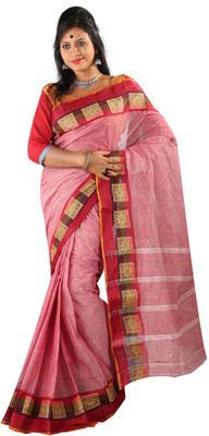 

Hawai Solid Tant Handloom Cotton Saree(Red)
