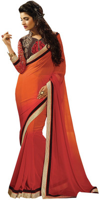 Lovelylook Embroidered Fashion Georgette Saree(Orange)