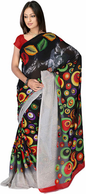 

Jaipur Kurti Printed Daily Wear Georgette Saree(Multicolor), Shaded black