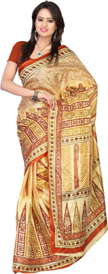 

Indrani Printed Fashion Tissue Saree(Brown), Red