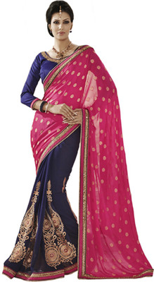 

Desi Butik Self Design Fashion Crepe Saree(Pink)