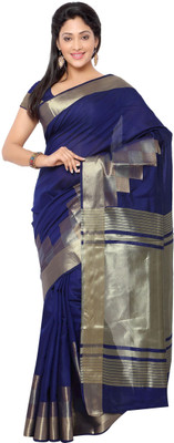

Varkala Silk Sarees Woven Banarasi Cotton Saree(Dark Blue), Navy blue
