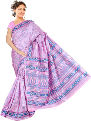 

Parisha Printed Fashion Tussar Silk Saree(Pink, Blue), Blue;pink