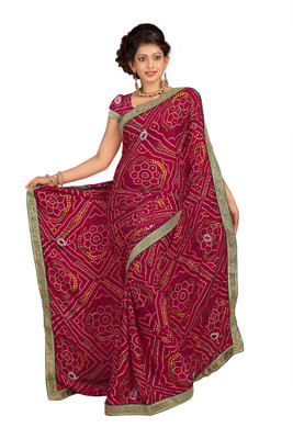 

Chirag Sarees Self Design Bandhej Art Silk Saree(Multicolor), Maroon