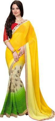 

Manthan Printed Fashion Georgette Saree(Pack of 2, Multicolor), Pink & orange