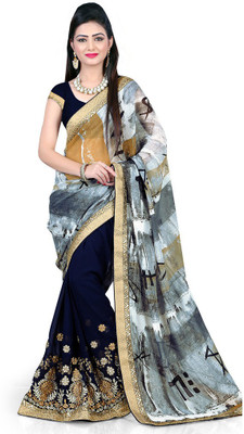 

Lovely Look Embroidered Daily Wear Georgette Saree(Blue, Multicolor), Navy blue & multi