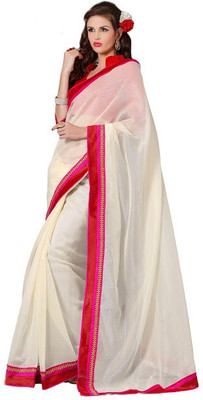 

Vbuyz Printed Fashion Net Saree(White)
