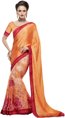 

Jiya Self Design, Printed, Embellished Fashion Satin Saree(Orange, Multicolor), Multicolor;orange