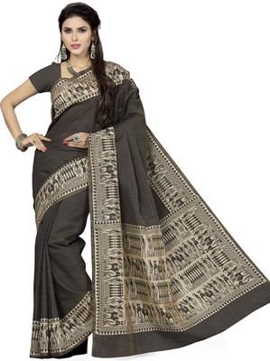 

Rani Saahiba Printed Fashion Art Silk Saree(Black)