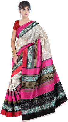 

Manthan Printed Daily Wear Art Silk Saree(White, Multicolor), Off white & multi