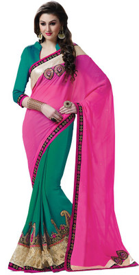 

Saara Embroidered Fashion Georgette Saree(Pink, Green)