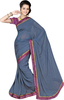 

Jiya Self Design, Embellished Fashion Georgette Saree(Grey)