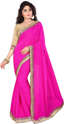 

Omkarcreation Solid Bollywood Georgette Saree(Pink)