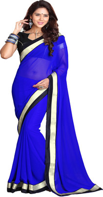 

Sourbh Sarees Solid Fashion Georgette Saree(Blue)