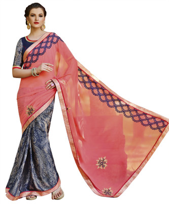 

Khoobee Self Design, Embroidered, Embellished Fashion Georgette Saree(Pink, Blue, Multicolor), Blue;multicolor;pink