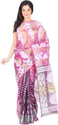 

RLBFashion Self Design Jamdani Handloom Cotton, Art Silk Saree(Magenta), Dark magenta