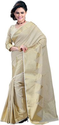 

AVR FASHIONS Solid Venkatagiri Cotton Saree(Beige)