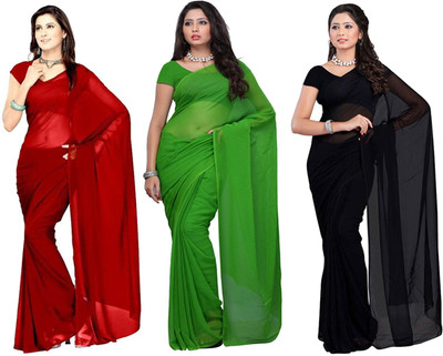 

Multi Retail Solid Bollywood Georgette Saree(Pack of 3, Multicolor)