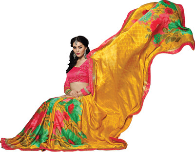 

Khoobee Self Design, Printed Fashion Georgette, Satin, Chiffon Saree(Yellow, Pink, Multicolor), Multicolor;pink;yellow