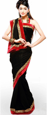 

Stylezone Solid Fashion Chiffon Saree(Black)
