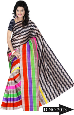 SVB Sarees Printed Assam Silk Silk Blend Saree(Multicolor)