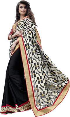 

Jiya Self Design, Embroidered Fashion Georgette, Jacquard Saree(Multicolor, Black, White), Black;multicolor;white