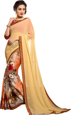 

Khoobee Self Design, Printed Fashion Satin, Chiffon, Georgette Saree(Yellow, Multicolor), Multicolor;yellow