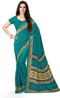 

Urban Vastra Geometric Print Fashion Crepe Saree(Green)