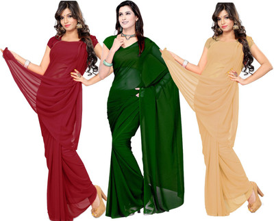 

Multi Retail Solid Bollywood Georgette Saree(Pack of 3, Multicolor)